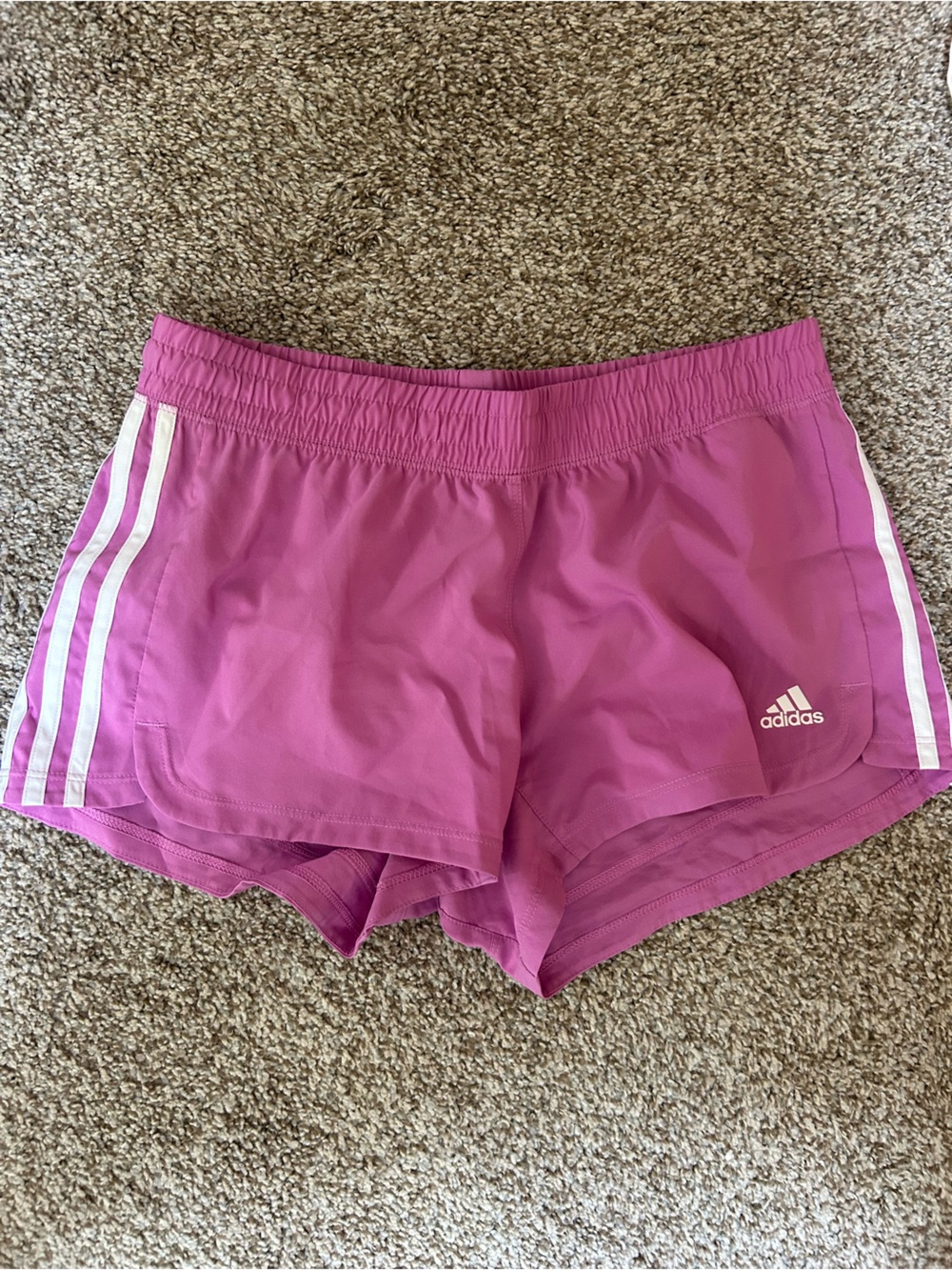 adidas Pink Athletic Shorts with White Stripes